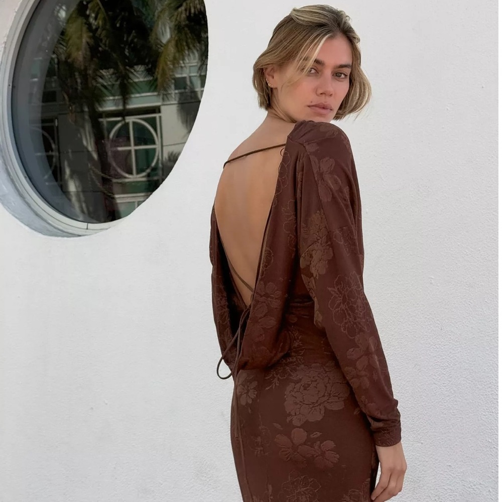 NWT🔥ZARA Open Back Jacquard Maxi Dress